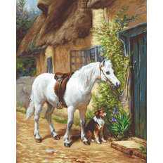 фото: картина гобелен, Белая лошадь