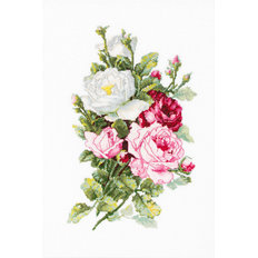фото: картина, вышитая крестиком, Букет из роз