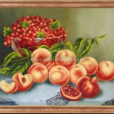 Схема для вышивки бисером Персики со смородиной Схема для вышивки бисером Персики со смородиной