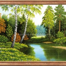 Схема для вышивки бисером Березы на реке Схема для вышивки бисером Березы на реке