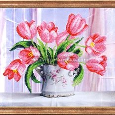 Схема для вышивки бисером Розовые тюльпаны