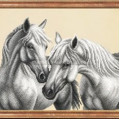 Схема для вышивки бисером Белые лошади