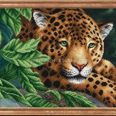 Схема для вышивки бисером Леопард на отдыхе