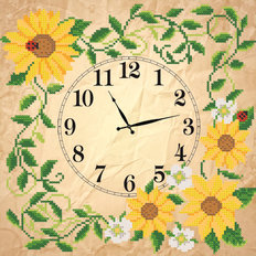 Схема для вышивки бисером Часы. Солнечные цветы