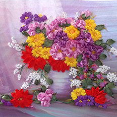 фото: набор для вышивки лентами Осенние цветы