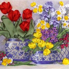Набор для вышивания лентами Весенние тюльпаны