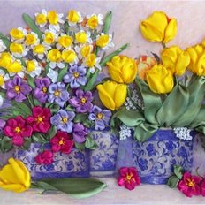 Набор для вышивания лентами Желтые тюльпаны