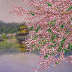 фото: картина бисером Цветение сакуры