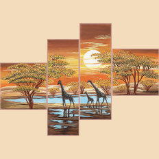 Схема для вышивки бисером Цвета Африки, полиптих из 4 частей
