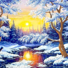 фото: картина для вышивки бисером Зимний лес