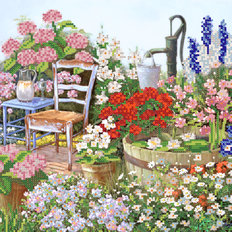 Схема для вышивки бисером Цветы в саду