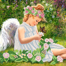 Схема для вышивки бисером Ангел в саду