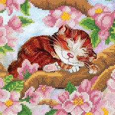 Схема для вышивки бисером Весенний котенок