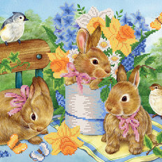 Схема для вышивки бисером Милые крольчата