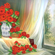 фото: схема для вышивки бисером Алые розы