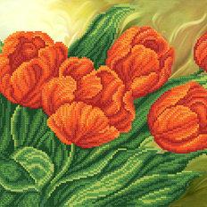 Схема для вышивки бисером Красные тюльпаны