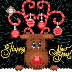 фото: картина, вышитая крестиком, бычок, Happy New Year