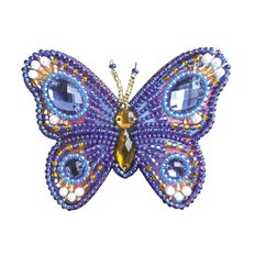 фото: украшение, вышитое бисером на пластиковой канве, Голубая бабочка