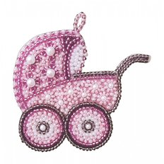 фото: украшение для вышивания бисером на пластиковой канве Розовая колясочка