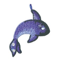фото: украшение, вышитое бисером на пластиковой канве, Синий кит