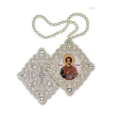 изображение: икона для вышивания бисером на пластиковой канве, Икона Св. Пантелеймон Целитель Великомученик