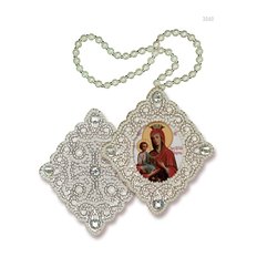 изображение: икона для вышивания бисером на пластиковой канве, Образ Пресвятой Богородицы Троеручица