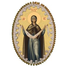 изображение: икона для вышивания бисером на пластиковой канве Покров пресвятой Богородицы