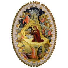 изображение: икона для вышивания бисером на пластиковой канве Рождество Христово