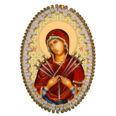 изображение: икона для вышивания бисером на пластиковой канве Богородица Семистрельная