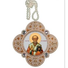 изображение: икона для вышивания бисером на пластиковой канве Св.Николай Чудотворец
