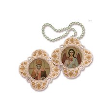изображение: икона для вышивания бисером на пластиковой канве, Икона Ангел Хранитель - Св. Николай Чудотворец