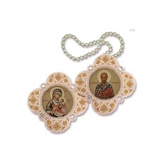 изображение: икона для вышивания бисером на пластиковой канве, Икона Богородица Утоли Мои Печали - Св. Николай Чудотворец