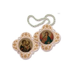 изображение: икона для вышивания бисером на пластиковой канве, Икона Апостолы Пётр и Павел - Ангел Хранитель