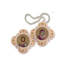 изображение: икона для вышивания бисером на пластиковой канве, Икона Господь Вседержитель - Богородица Казанская