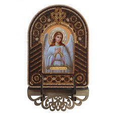 изображение: икона, в вышитой бисером в рамке-киоте Ангел Хранитель