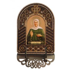 изображение: икона, в вышитой бисером в рамке-киоте Матрона Московская