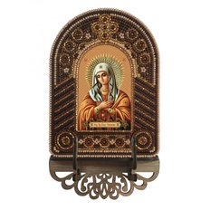 изображение: икона, в вышитой бисером в рамке-киоте Богородица Умиление