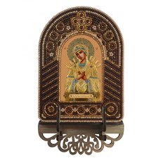 изображение: икона, в вышитой бисером в рамке-киоте Богородица Семистрельная