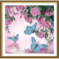 фото: картина для вышивки бисером Бабочки и розы
