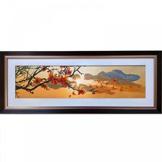 фото: картина, вышитая нитками на канве с фоновым изображением, Весенний закат