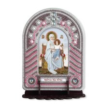 изображение: икона, в вышитой бисером в рамке-киоте Пресвятая Богородица Владычица