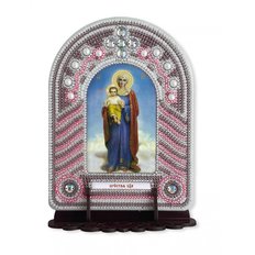 изображение: икона, в вышитой бисером в рамке-киоте Пресвятая Богородица