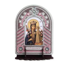 изображение: икона, в вышитой бисером в рамке-киоте Богородица Неувядаемый цвет