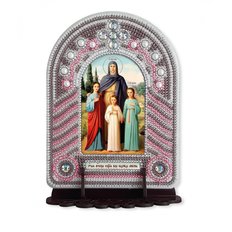 изображение: икона, в вышитой бисером в рамке-киоте Свв. Вера, Надежда, Любовь и мать их Софья