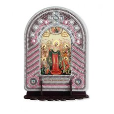 изображение: икона, в вышитой бисером в рамке-киоте Богородица Всех Скорбящих Радость