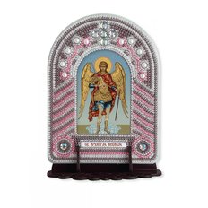 изображение: икона, в вышитой бисером в рамке-киоте Св. Архангел Михаил
