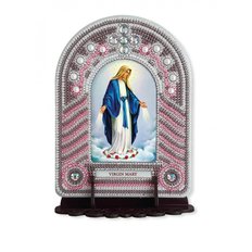 изображение: икона, в вышитой бисером в рамке-киоте Virgin Mary