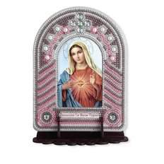изображение: икона, в вышитой бисером в рамке-киоте Непорочное Сердце Марии
