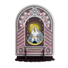 изображение: икона, в вышитой бисером в рамке-киоте Богородица Остробрамская