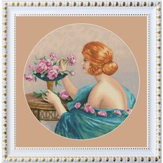 фото: картина для вышивки крестиком, Девушка с розами